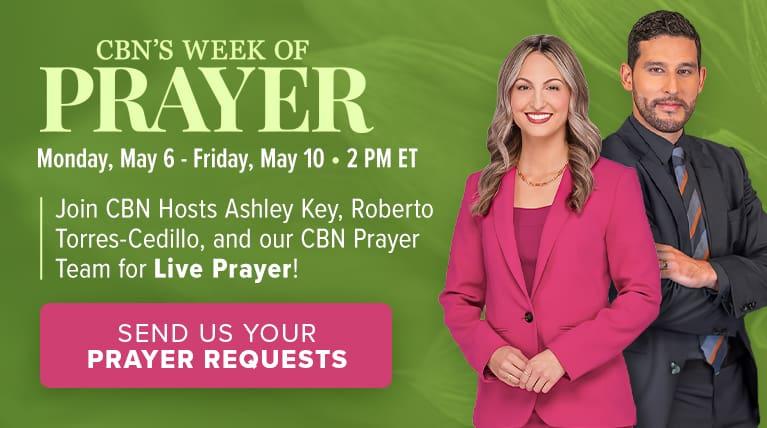Join CBN hosts Ashley Key and Roberto Torres-Cedillo for live prayer.